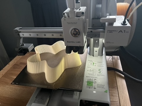 Lampshade being 3D printed